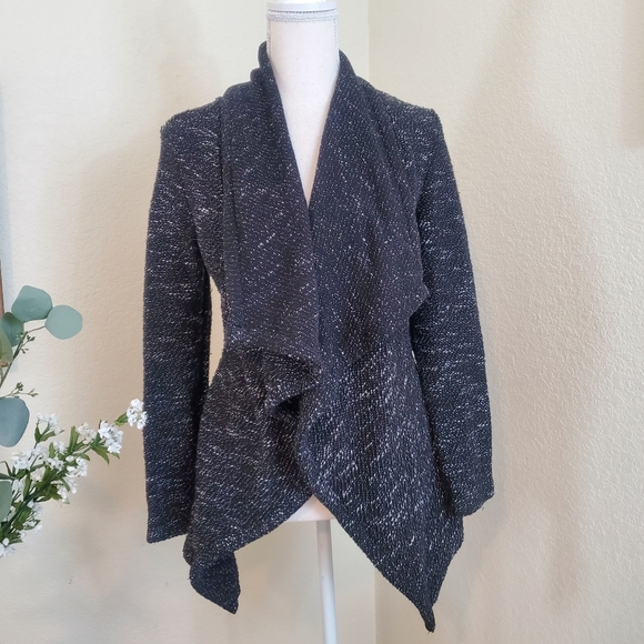 BNCI by Blanc Noir Women's Tweed Drape Front Shawl Collar Cardigan! Size… - Picture 2 of 9